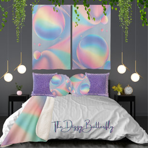 Pastel Party of Rainbow Bubble Swirls Cotton Round Pillow
