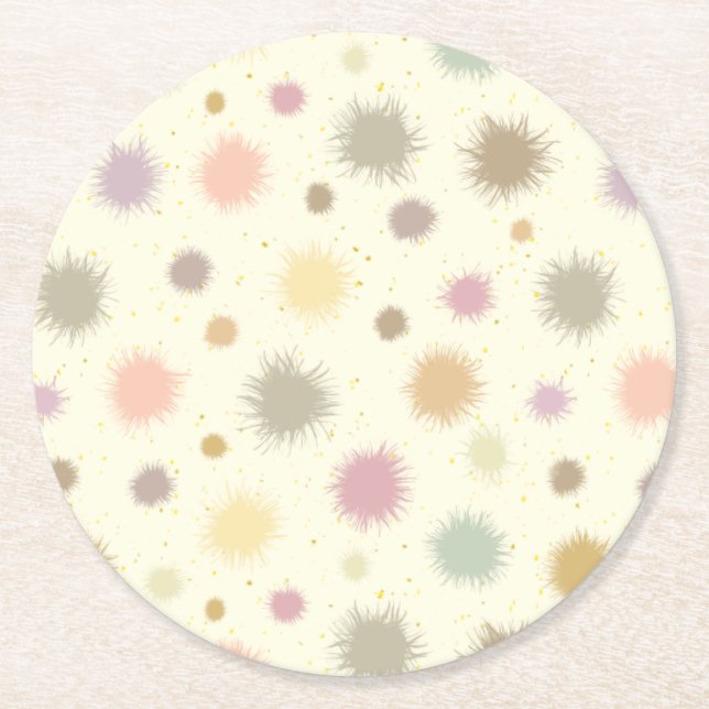 Pastel Party Pollen - seamless pattern.      Round Paper Coaster (Front)