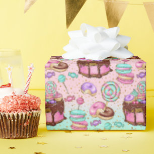 Pastel Party Sweets Birthday Wrapping Paper