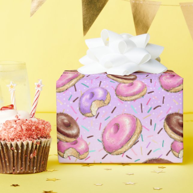 Pastel Party Sweets Donuts Birthday Wrapping Paper (Birthday Party)