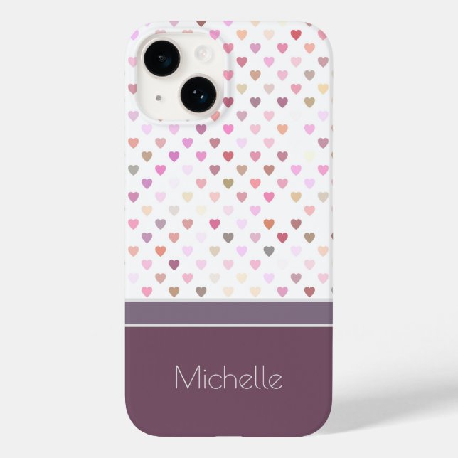 Pastel Passion Hearts Personalized Name Case-Mate iPhone Case (Back)