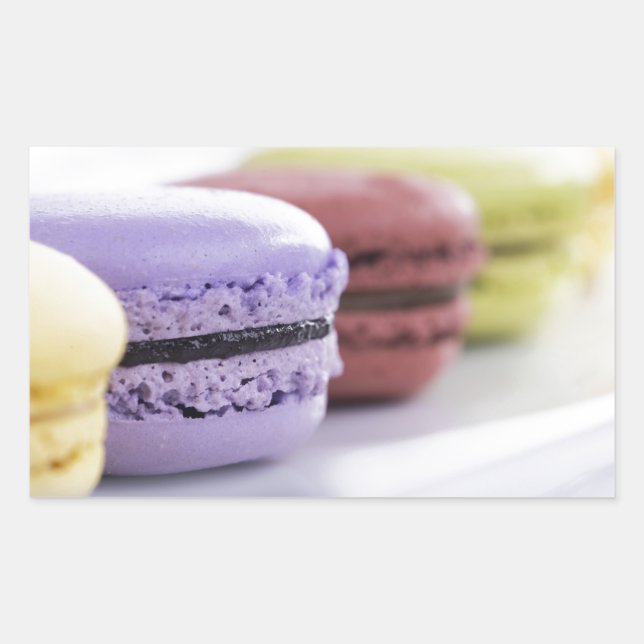 Pastel Pastry Chef French Macaron Rectangular Sticker (Front)