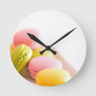 Pastel Pastry Chef French Macaron Round Clock