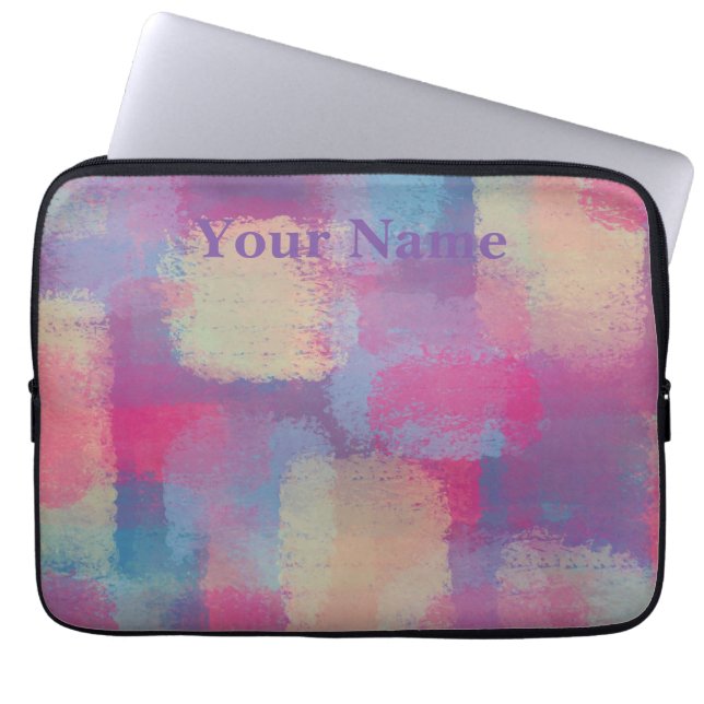 Pastel Patchwork Abstract Design Laptop Sleeve (Front)