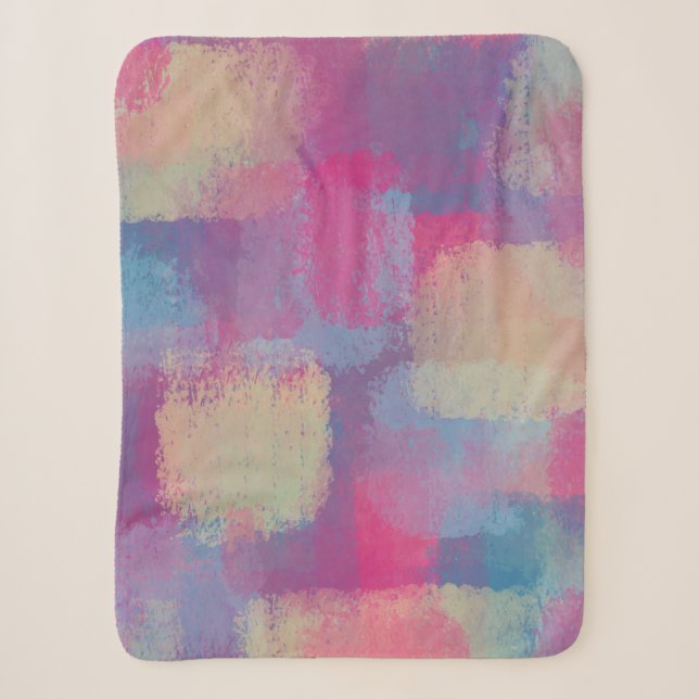 Pastel Patchwork Abstract Design Sherpa Blanket (Front)