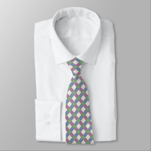 Pastel Patchwork Plaid Lattice Pattern Neck Tie