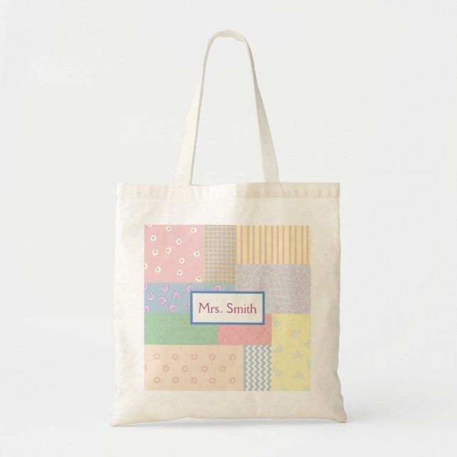 Pastel Patchwork Tote Bag (Front)