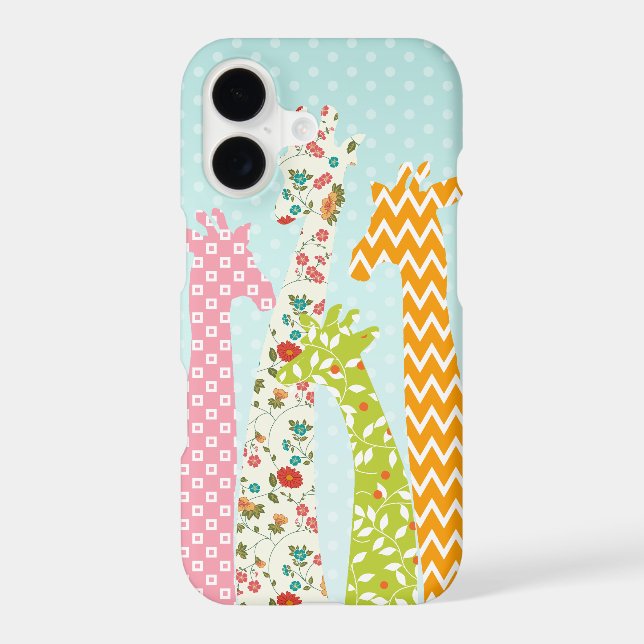 Pastel Pattern Filled 4 Giraffes iPhone 7 Plus Case (Back)