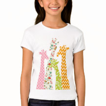 Pastel Pattern Giraffes Girl's Babydoll T Shirts