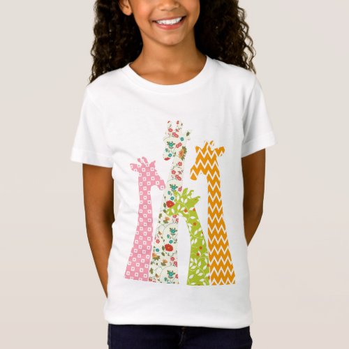 Pastel Pattern Giraffes Girls Babydoll T Shirts