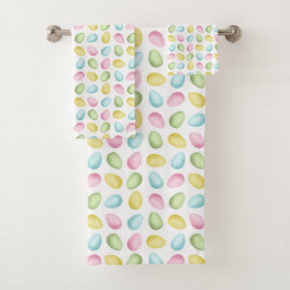 Pastel Pattern Of Watercolor Easter Eggs Bath Towel Set