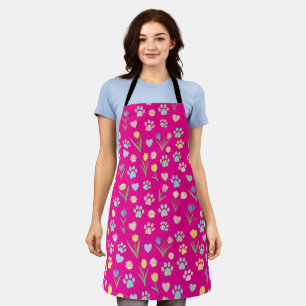 Pastel Paw Print and Floral Apron