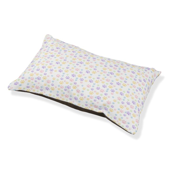 Pastel Paw Print Pattern – Whimsical Pet-Inspired  Pet Bed (Angled)