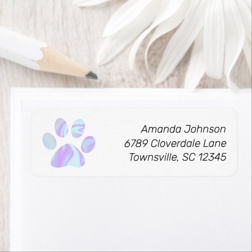 Pastel Paw Print Return Address Label