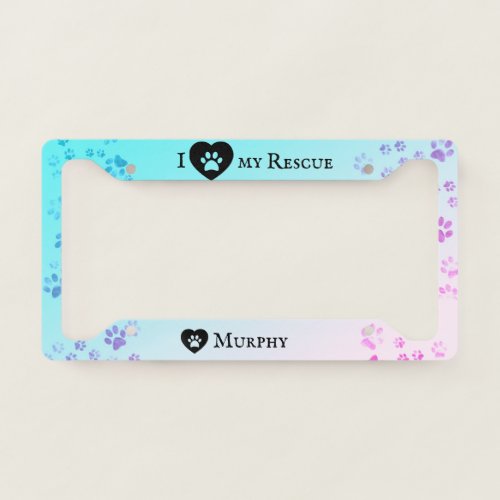 Pastel Paws Personalized Pet License Plate Frame