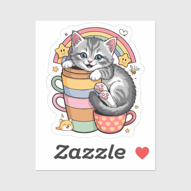 Pastel Paws & Rainbow Sips Sticker (Sheet)