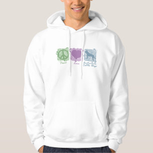 Pastel Peace, Love, and Australian Cattle Dogs Hoodie