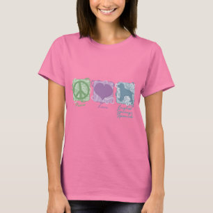 Pastel Peace, Love, and English Springer Spaniels T-Shirt