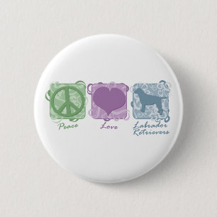 Pastel Peace, Love, and Labrador Retrievers Pinback Button