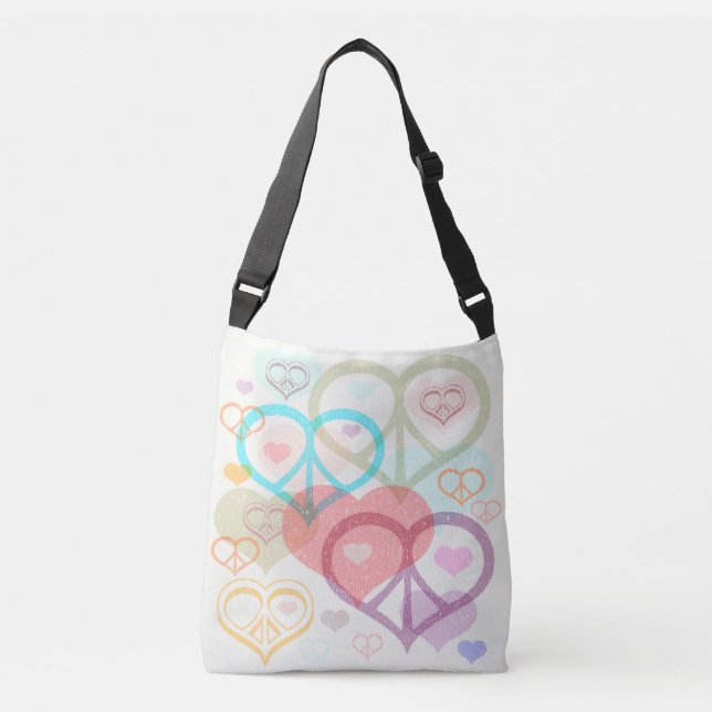 Pastel Peace & Love Crossbody Bag (Front)