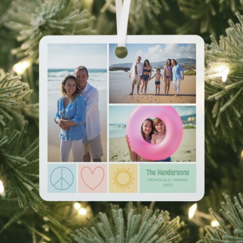 Pastel Peace Love Sunshine Photo  Metal Ornament