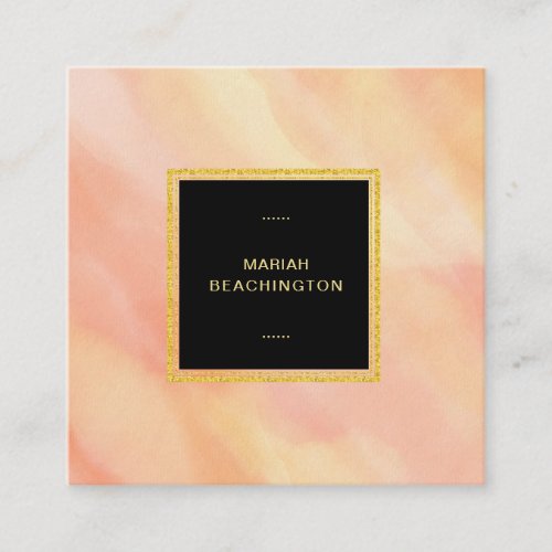  Pastel Peach Abstract Brushstrokes Girly Square Business Card