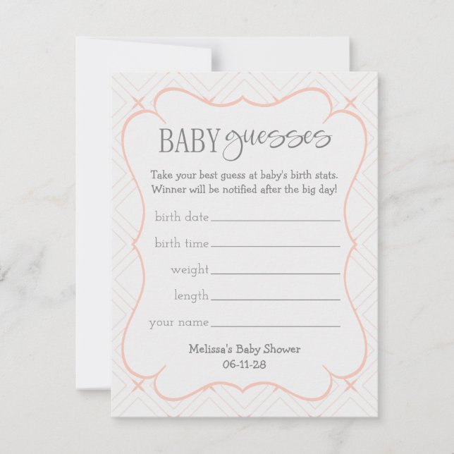 Pastel Peach and Cream Geometric Baby Guesses (Front)