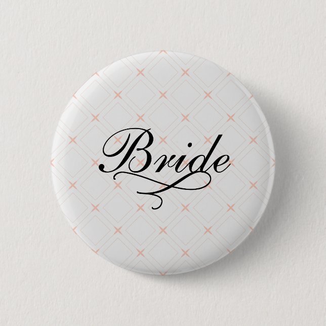 Pastel Peach and Cream Geometric Bride Button (Front)