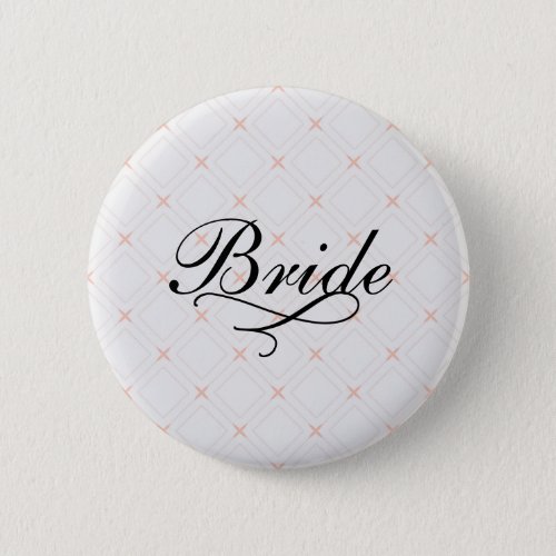 Pastel Peach and Cream Geometric Bride Button