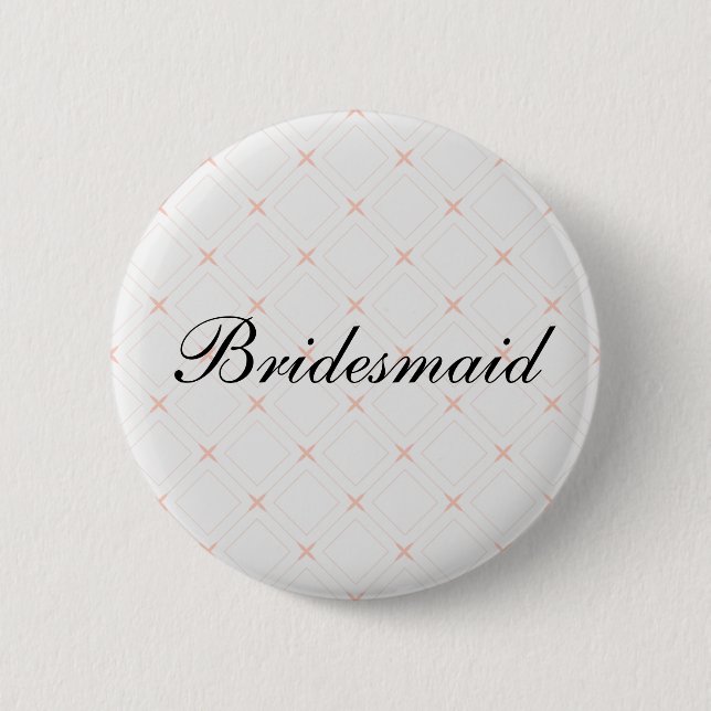 Pastel Peach and Cream Geometric Bridesmaid Button (Front)