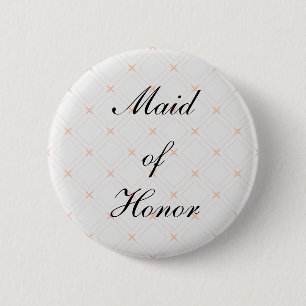 Pastel Peach and Cream Geometric Made of Honor Button