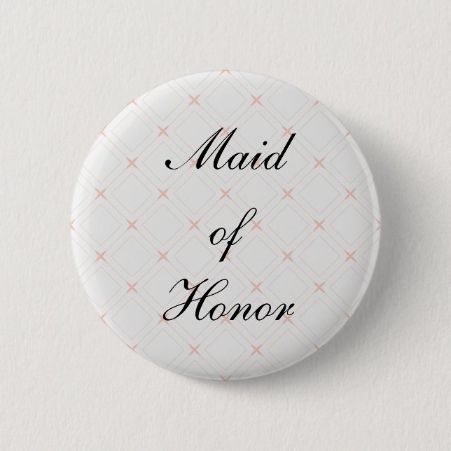 Pastel Peach and Cream Geometric Made of Honor Button (Front)