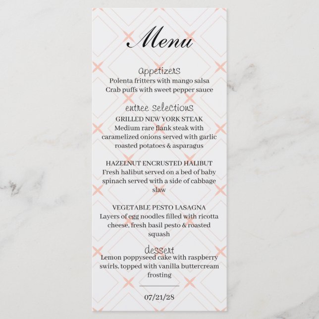 Pastel Peach and Cream Geometric Menu (Front)