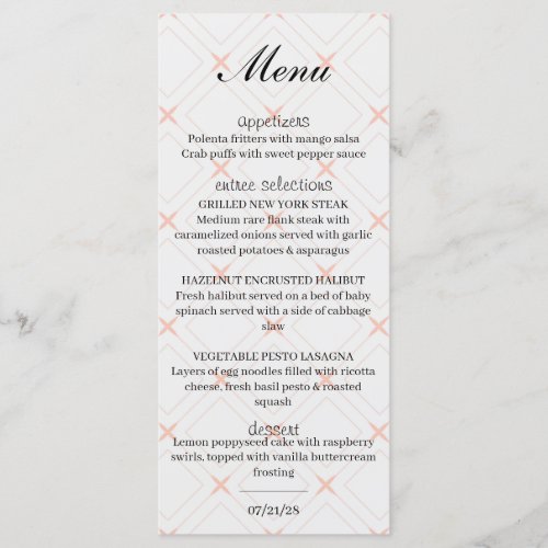 Pastel Peach and Cream Geometric Menu