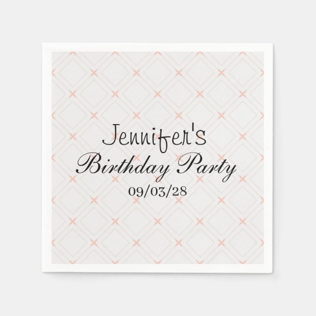 Pastel Peach and Cream Geometric Napkins (Front)