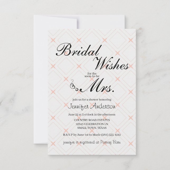 Pastel Peach and Cream Geometric Shower Invitation (Front)