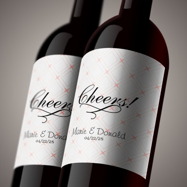 Pastel Peach and Cream Geometric Wine Label (Creator Uploaded)