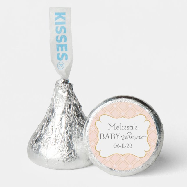 Pastel Peach and Gold Geometric Baby Shower Hershey®'s Kisses® (Front)