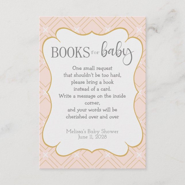 Pastel Peach and Gold Geometric Books for Baby Enclosure Card (Front)