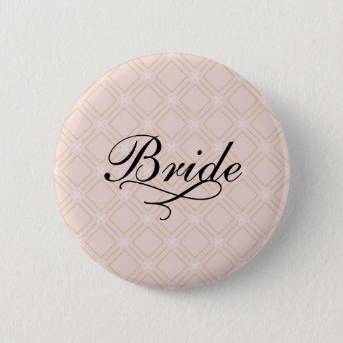 Pastel Peach and Gold Geometric Bride Button