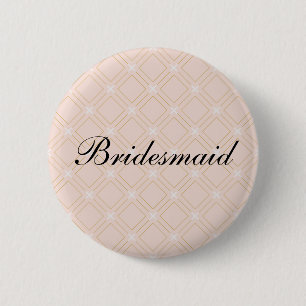 Pastel Peach and Gold Geometric Bridesmaid Button