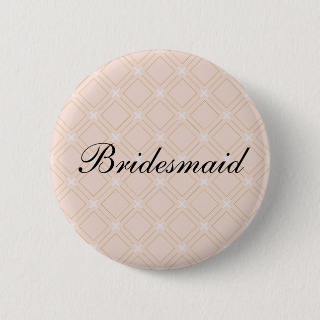 Pastel Peach and Gold Geometric Bridesmaid Button (Front)