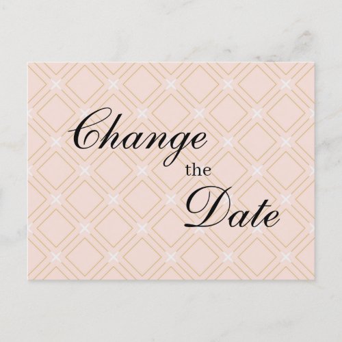 Pastel Peach and Gold Geometric Change the Date Postcard