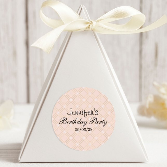 Pastel Peach and Gold Geometric Classic Round Sticker (Creator Uploaded)