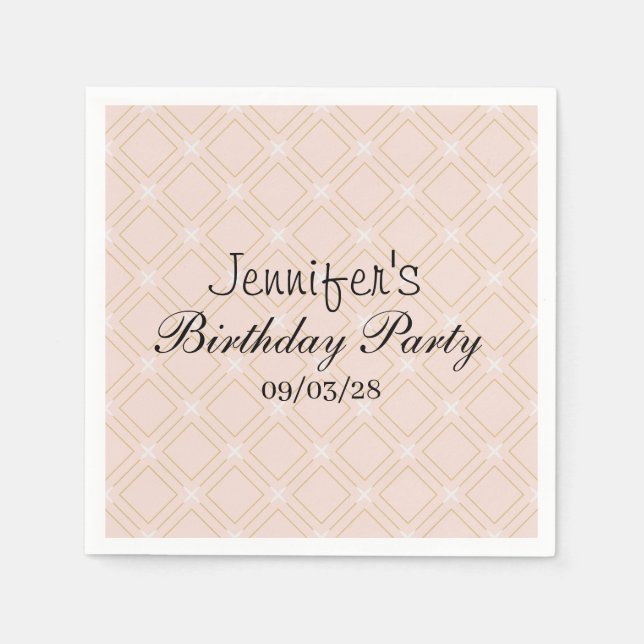 Pastel Peach and Gold Geometric Napkins (Front)