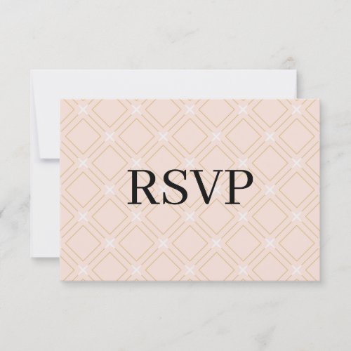 Pastel Peach and Gold Geometric RSVP Card