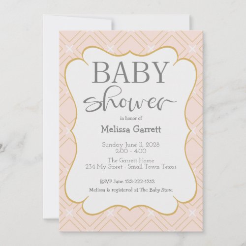 Pastel Peach and Gold Geometric Shower Invitation