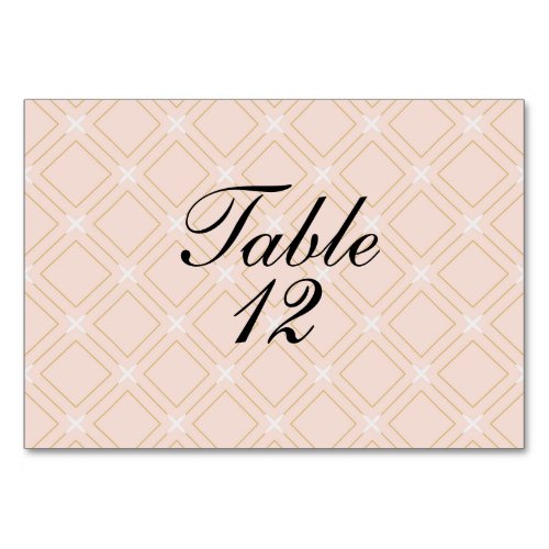 Pastel Peach and Gold Geometric Table Number