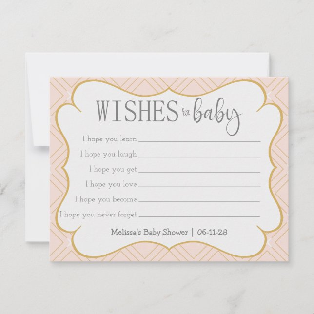 Pastel Peach and Gold Geometric Wishes for Baby (Front)