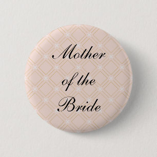 Pastel Peach and Gold GeometricMother of the Bride Button